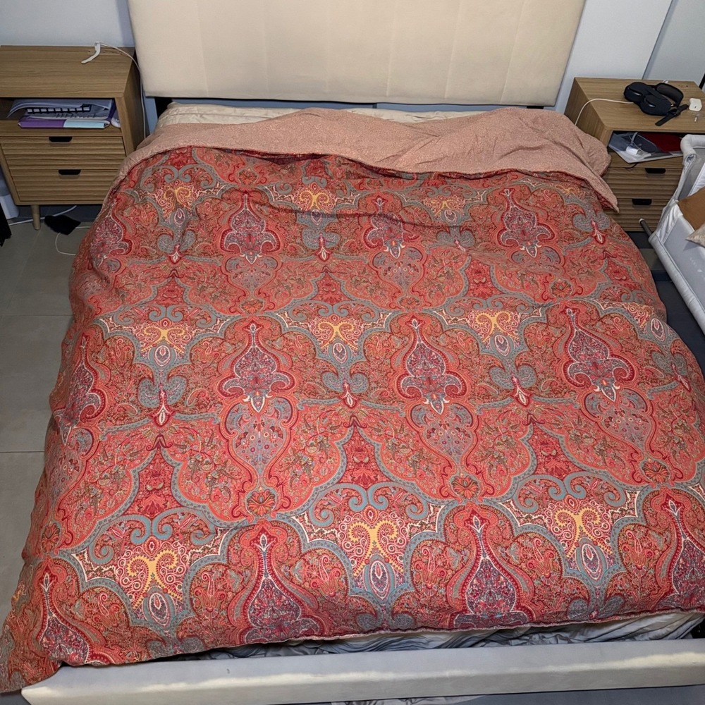 Ralph Lauren Paisley Comforter Queen Red Oxblood Teal Bahrain Luxury Bedding USA